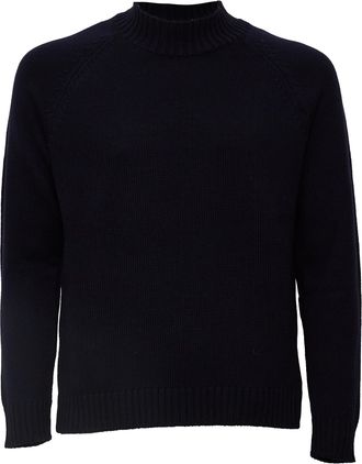 Zanone Raglan Sleeve Turtleneck Knitwear with Ribbed Detailing