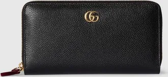 Gucci Bi-color GG Marmont Zip Around Wallet, Black, Leather