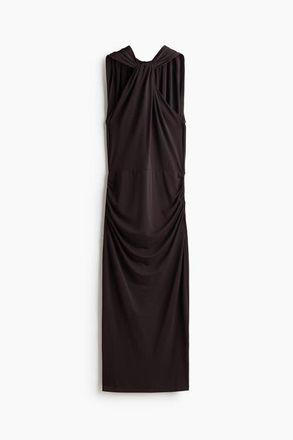 H&M Draped Jersey Dress in Dark Brown at Nordstrom, Size X-Small