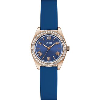 Guess Mini Luna Silicone Strap Watch, 30mm in Blue at Nordstrom