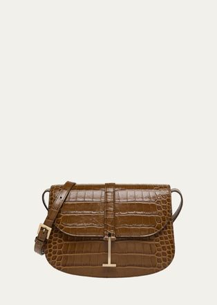 Tom Ford Kara Small Croc-Embossed Leather Crossbody Bag