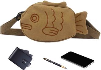 Generic Messenger Bag - Canvas Travel | Cartoon Fish Satchel Shoulder Bags for School Shopping Weekends Work and Daily Use Offering Stylish Lightweight Functi