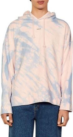 Sandro Tie Dye Cotton Hoodie in Peach/Blue at Nordstrom Rack, Size Xx-Large