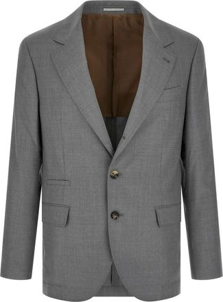 Brunello Cucinelli Grey Notched Lapel Blazer