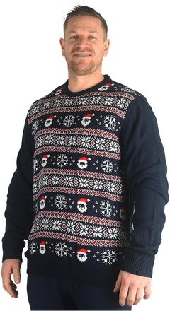 KAM Big Mens Navy Blue Snowflake Christmas Jumper Sweater Cotton Festive Xmas Knitwear Novelty for Sizes 2XL 3XL 4XL 5XL 6XL 7XL 8XL, Size : 4XL