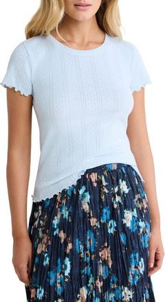 Nic+Zoe Georgia Pointelle Rib T-Shirt in Crystal at Nordstrom, Size Xx-Large