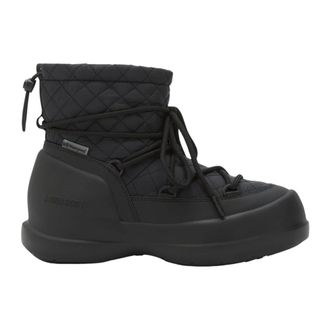 Moon Boot Schoenen, Dames, Zwart, 41 EU, Leer, Mezzaluna Quilted Mid