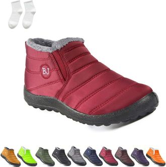 Generic Boojoy Winter Boots for Women Men, Indicativey Snow Boots,Winter Waterproof Snow Boots Fur Lining Ankle Boots (Red, Adult, Women, 8.5, Numeric, UK Foo