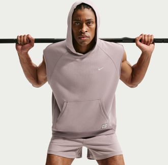 Nike Mens N.A.C. Dri-FIT Fleece Sleeveless Training Hoodie in Grey | IF2795-226