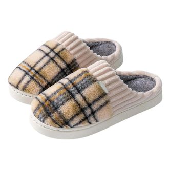 Generic Mens Slippers Cotton Winter Slippers Cozy Couples for Outdoor Wear Comfortable Home Footwear for Couples Sole Warm Fluffy House Lightweight Breathable