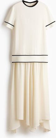 H&M Kleid im Lagenlook - Cremefarben/Schwarz