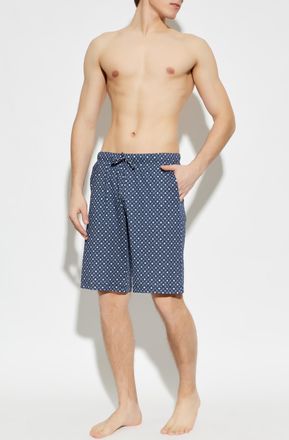 Hanro Patterned Shorts, Mens, Navy Blue