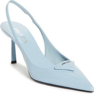 Prada Modellerie Pointed Toe Slingback Pump in Blue at Nordstrom, Size 9.5Us
