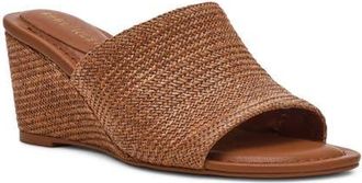 Anne Klein Charisma Wedge Slide Sandal in Brown Raffia at Nordstrom, Size 6