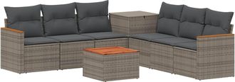 vidaXL Juego De Sof&aacute; 8 Uds. Gris Y Gris Oscuro Rat&aacute;n Sint&eacute;tico Y Acero Vidaxl
