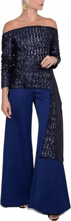 Roland Mouret Endfield Stretch Top In Navy