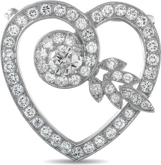 Luxury Bazaar Platinum 3.50ct Diamond Heart Brooch MF03-070226