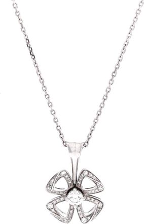 Bulgari Fiorever Pendant Necklace 18K White Gold with Diamonds