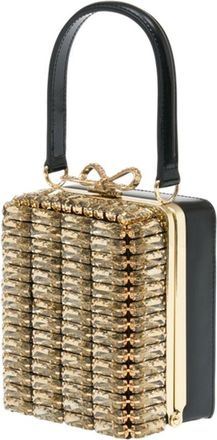 Self Portrait Womens Metal Woven Mini Bag Gold