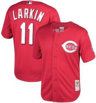Mitchell & Ness Mens Mitchell & Ness Barry Larkin Red Cincinnati Throwback Reds Cooperstown Mesh Batting Practice Jersey in Scarlet at Nordstrom, Size Medium