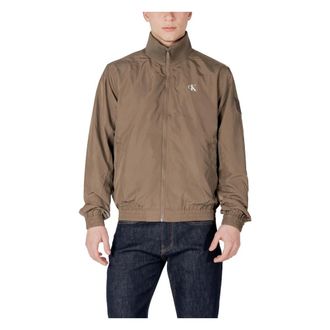 Calvin Klein Jeans Groene Turtleneck Zip-Up Jas met Zakken - Heren - Zomerjassen - Groen - S - Jassen