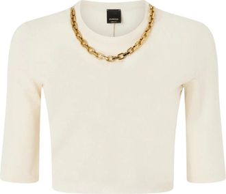 Pinko Kimberly Maglia - Dames - T-shirts - Beige - L - Katoen - Tops