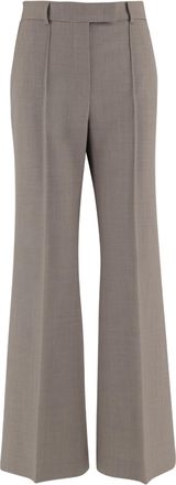 Ql2 Quelledue Wide-Leg Beige Trousers With Pressed Pleats And Classic Waistband