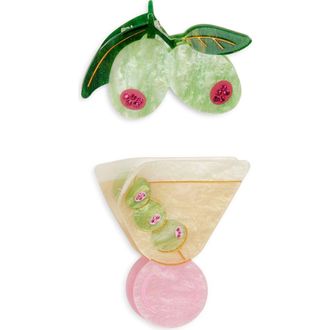 Frasier Sterling Tini Time Set of 2 Claw Clips in Green Multi at Nordstrom