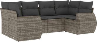vidaXL Vidaxl - Set De Muebles De Jard&iacute;n 6 Pzas Y Cojines Rat&aacute;n Sint&eacute;tico Gris