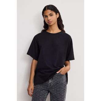 Good American Womens Cotton OverSized T-Shirt | Black, Size Medium | Good American by Khlo&Egrave; Kardashian