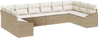 vidaXL Garden Sofa Set 10 pcs Beige Poly rattan Vidaxl