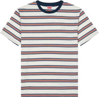 Kenzo Coast Lines Stripe Cotton Linen T-Shirt, Size Medium
