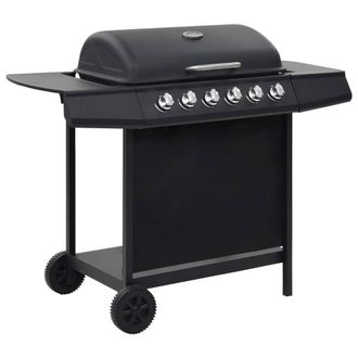 Berkfield Home Gas BBQ Grill with 6 Cooking Zones Steel Black