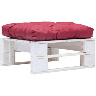 vidaXL Otomana De Palets De Jard&iacute;n Con Coj&iacute;n Rojo Madera Blanca Vidaxl