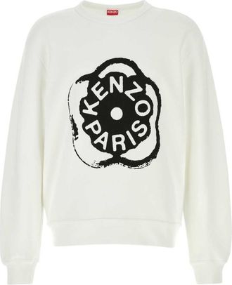 Kenzo White Crewneck Printed Sweatshirt