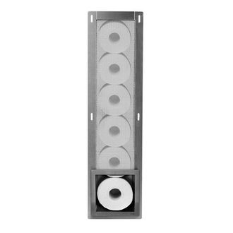 Looox Closed Inbouw Reserverolhouder 17.3x74x14cm - 6 rollen - RVS geborsteld