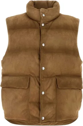 Prada Brown Solid Sleeveless Jacket