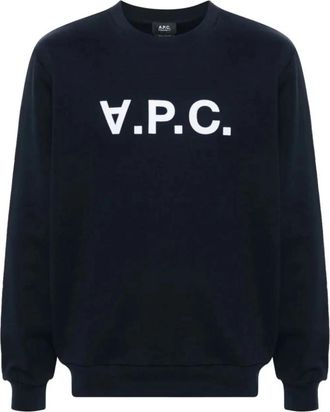 A.P.C. Flocked Logo Sweatshirt - Dames - Sweatshirts - Blauw - XL - Hoodies & sweatvesten