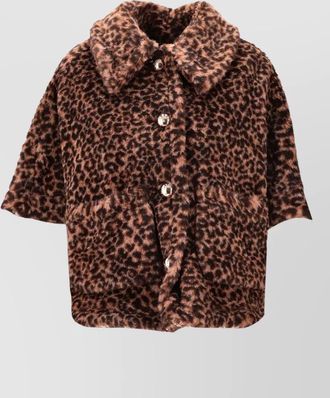 Max Mara animal print faux fur short sleeve jacket