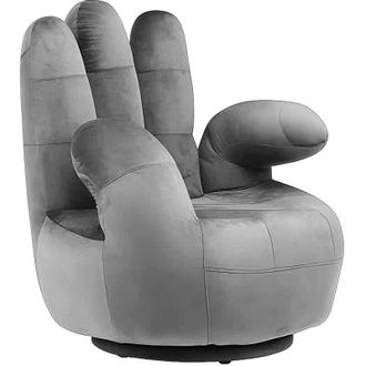 Vente-Unique Vente-unique - Poltrona a forma di mano girevole in velluto Antracite - catchy