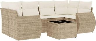 vidaXL Vidaxl - Set Sof&aacute;s De Jard&iacute;n 7 Piezas Y Cojines Rat&aacute;n Sint&eacute;tico Beige