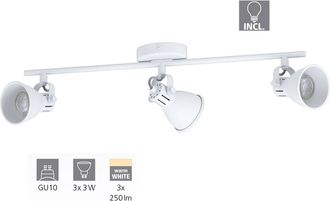 Eglo Eglo - Faretto Da Soffitto Led 3 Luci Gu10 Bianco Lampada Plafoniera Interno Seras