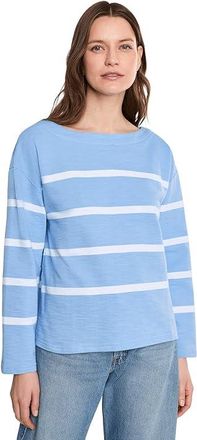 L.L.Bean Peaks Island Relaxed Boatneck Womens Sweatshirt Brightwater Blue/White : 2XL, Cotton