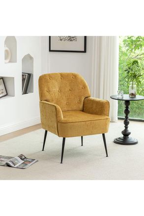 Living and Home Modern Chenille Upholstered Leisure Chair in Tan