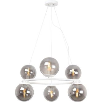 OEM L&aacute;mpara Colgante Aura Blanca 6 Pantallas Planas Grafito E14