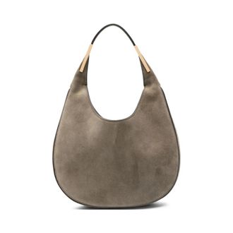 Savette Goudkleurige Top Handvat Gebogen Tas - Dames - Schoudertassen - Bruin - ONE Size - Su&egrave;de - Tassen