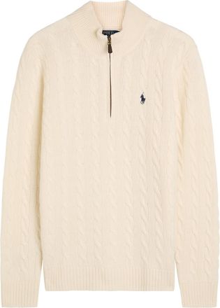 Polo Ralph Lauren Logo Cable-knit Wool and Cashmere-blend Jumper - Ecru - Xxl