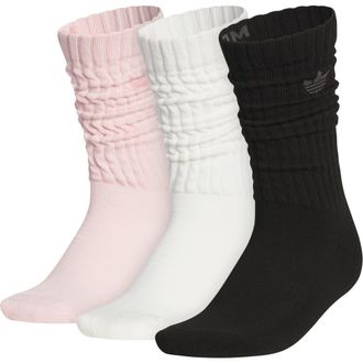 adidas Gender Inclusive Assorted 3-Pack Scrunch Crew Socks in Sandy Pink/Off White/Black at Nordstrom, Size Medium