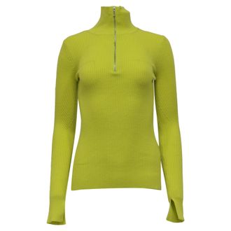 Ganni Ganni Ribbed Turtleneck Sweater in Yellow Merino Wool
