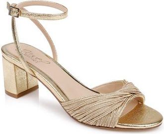 Badgley Mischka Pretty Ankle Strap Sandal in Gold Textile at Nordstrom, Size 8.5